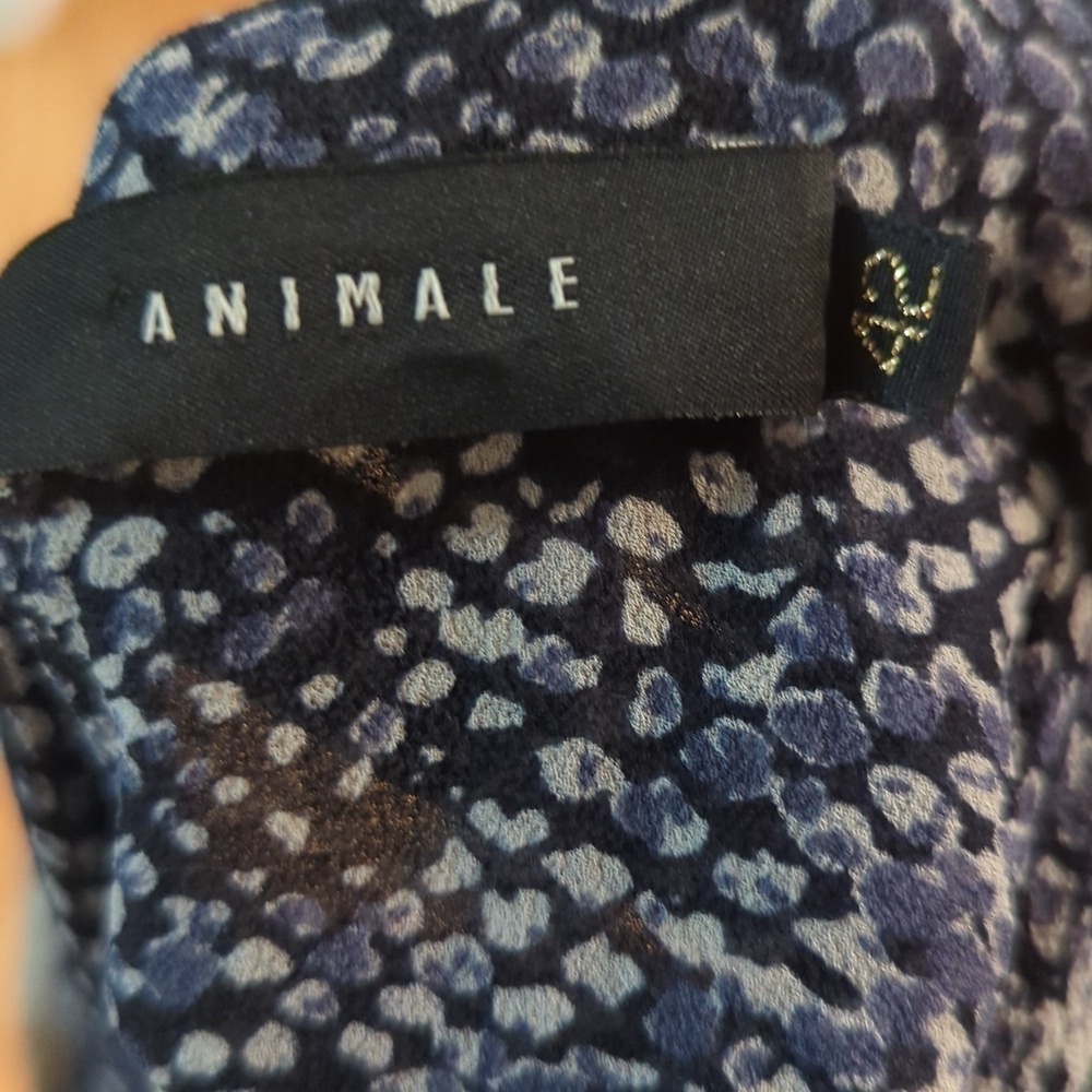 Animale front-tie flowy t-strap tank, blue and black animal print, 42 (US 6) - Picture 3 of 3
